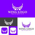 Wings logo design.simple Modern abstract vector illustration icon style design.minimal Black and white color Royalty Free Stock Photo