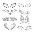 Wings set, vector illustrations Royalty Free Stock Photo