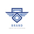 Wings and shield concept logo design. Delivery transport protection. Vector illustration. Royalty Free Stock Photo