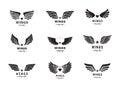 Wings silhouette logo vector set. Vintage design. Part two.