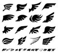 Wings silhouettes of bird feathers, heraldic icons Royalty Free Stock Photo