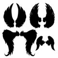 Wings Silhouettes Drawing Black