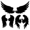 Wings Silhouettes Drawing Black