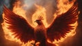 wings in the sky A phoenix on fire that glows with beauty and majesty