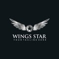 Wings Star Logo Template. Black Background. Vector Illustrator Eps.10