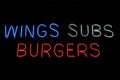 Wings Subs Burgers Sign Royalty Free Stock Photo