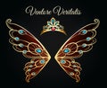 Wings and tiara gold logo