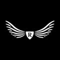 Wings vector logo. Wings monogram. Letter R emblem Royalty Free Stock Photo