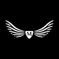 Wings vector logo. Wings monogram. Letter M emblem Royalty Free Stock Photo