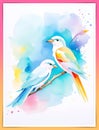 On the Wings of Visual Watercolor. Special Designs Filled with the Song of Birds Royalty Free Stock Photo