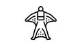wingsuit flying extremal sport man line icon animation