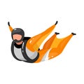 Wingsuit flying flat vector illustration Royalty Free Stock Photo