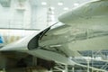 Wingtip designed for aerodynamic efficiency showcased in a modern aerospace facility during a scheduled maintenance check Royalty Free Stock Photo