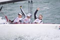 Wining women on quest for Olympic sailing gold. Royalty Free Stock Photo