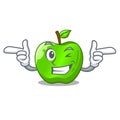 Wink character ripe green apple with leaf