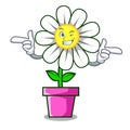 Wink daisy flower character cartoon Royalty Free Stock Photo