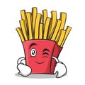 Wink face french fries cartoon character