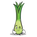 Wink face leek character cartoon