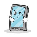 Wink face smartphone cartoon character