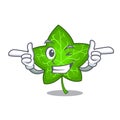 Wink green ivy leaf on character cartoon Royalty Free Stock Photo