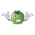 Wink green tomato with the isolated cartoons