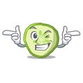 Wink sliced cucumber hamburger ingredient character cartoon