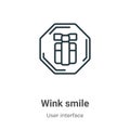 Wink smile outline vector icon. Thin line black wink smile icon, flat vector simple element illustration from editable user