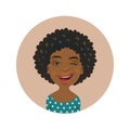 Winking Afro American woman avatar. Playful African face. Cute dark-skinned girl facial expression. Royalty Free Stock Photo