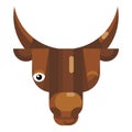 Winking bull face emoji, happy funny cow icon isolated emotion sign
