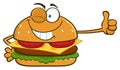 Winking Burger Cartoon Mascot Character Showing Thumbs Up