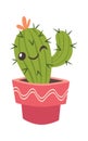Winking cactus pot gesturing hello Royalty Free Stock Photo