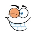 Winking Cartoon Funny Face With Smiling Expression