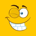 Winking Cartoon Square Emoticons With Smiling Expression