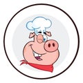 Winking Chef Pig Cartoon Mascot Character Circle Banner Royalty Free Stock Photo