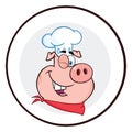 Winking Chef Pig Face Cartoon Mascot Character Circle Banner Royalty Free Stock Photo