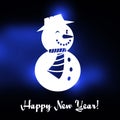 Winking Christmas snowman with Happy New year text Royalty Free Stock Photo