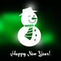 Winking Christmas snowman with Happy New year text