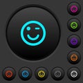 Winking emoticon dark push buttons with color icons Royalty Free Stock Photo