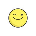 Winking face emoticon filled outline icon