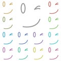 Winking, face multi color icon. Simple thin line, outline vector of emotion icons for ui and ux, website or mobile application Royalty Free Stock Photo