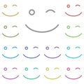 Winking, face multi color icon. Simple thin line, outline vector of emotion icons for ui and ux, website or mobile application Royalty Free Stock Photo