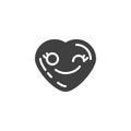 Winking heart face emoji vector icon