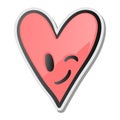 Winking heart sticker, emoji smiling face, emoticon
