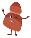 Winking liver with wine glass. Alcohol digestion concept