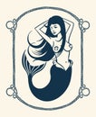 Winking mermaid illustration