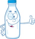 Winking Milk Bottle Character Giving A Thumb Up