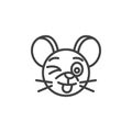 Winking rat emoticon line icon Royalty Free Stock Photo