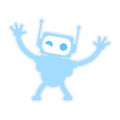 Winking robot with open arms semi flat color vector character