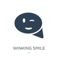 winking smile icon in trendy design style. winking smile icon isolated on white background. winking smile vector icon simple and