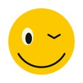 Winking smiley icon, flat style